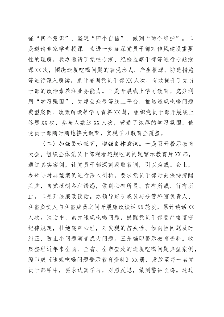 市委办公室关于违规吃喝专项整治工作进展情况汇报_第2页