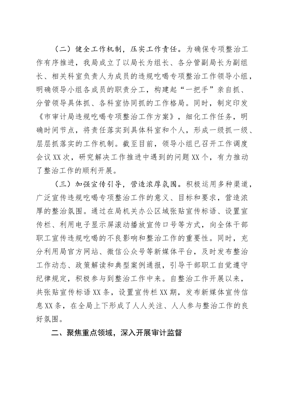审计局在全市违规吃喝专项整治工作专题推进会上的汇报发言_第2页