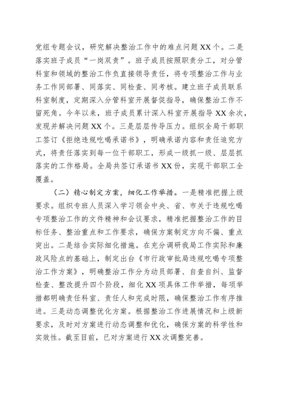 关于违规吃喝专项整治工作进展情况汇报：强作风严纪律，树审批清风_第2页