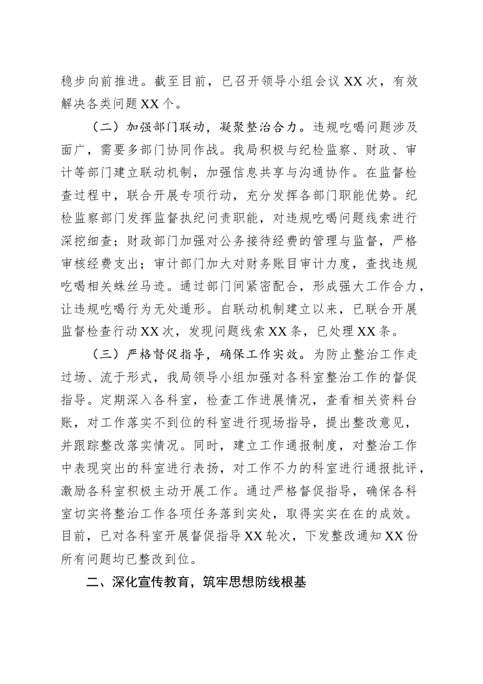市商务局关于违规吃喝专项整治工作进展情况汇报_第2页