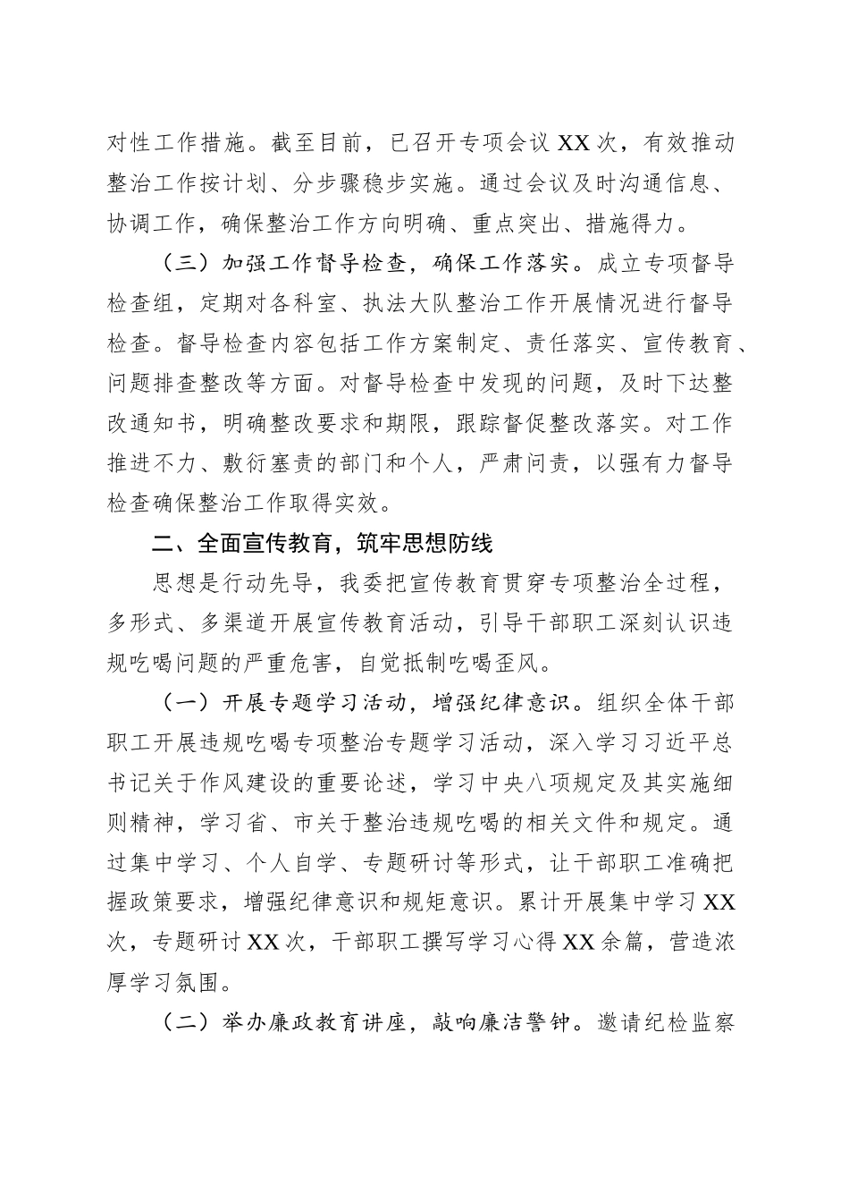 市城市管理执法委员会关于违规吃喝专项整治工作进展情况汇报_第2页