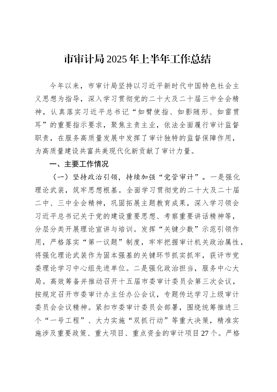 市审计局2025年上半年工作总结_第1页