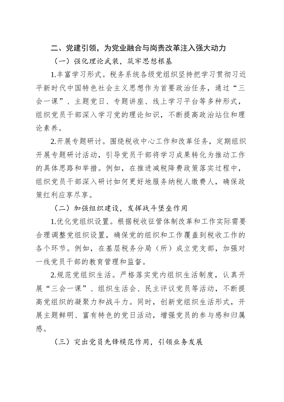税务系统党业融合与组织岗责体系优化改革经验材料_第2页