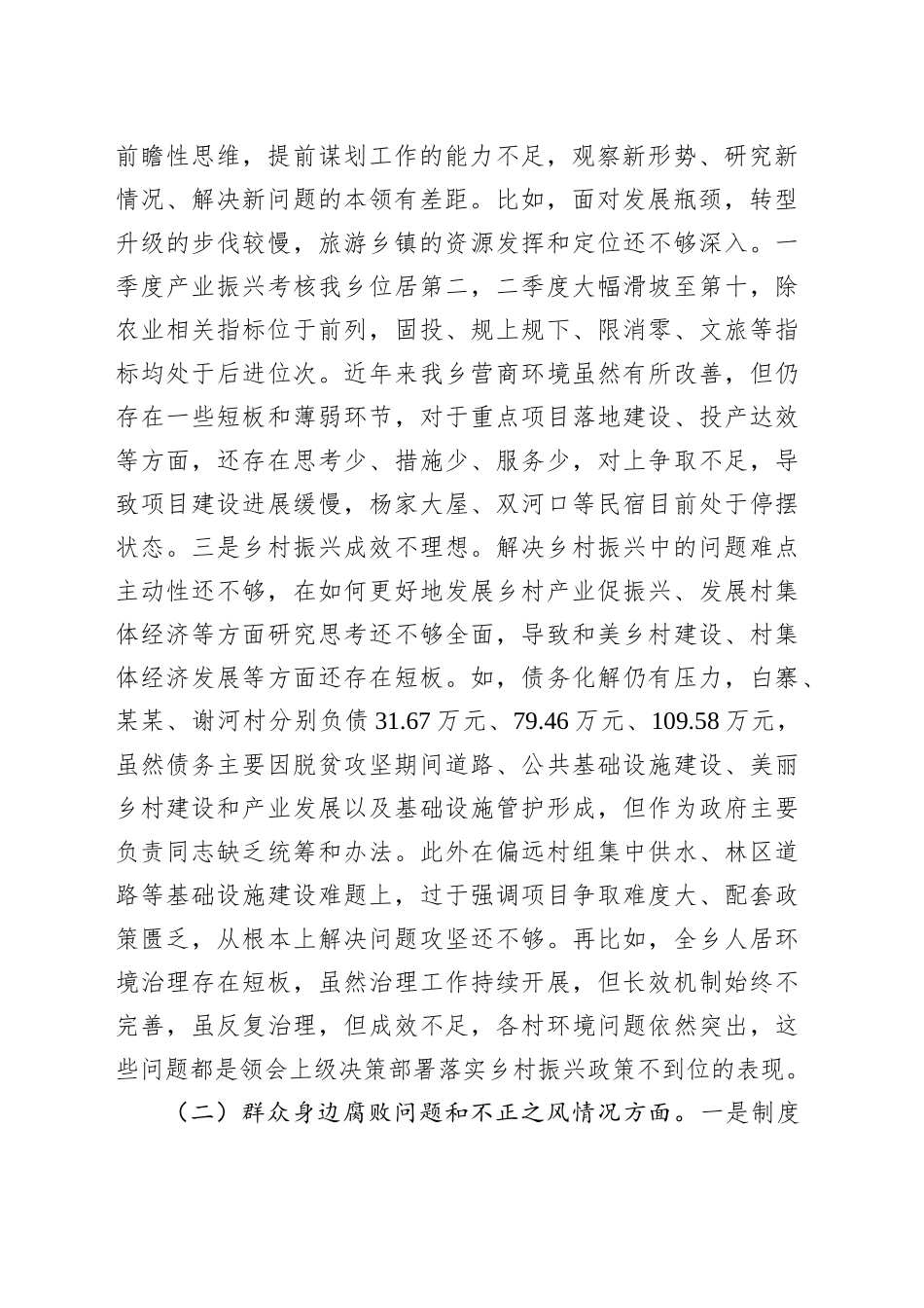 乡长2025年巡察整改专题民主生活会个人发言提纲_第2页
