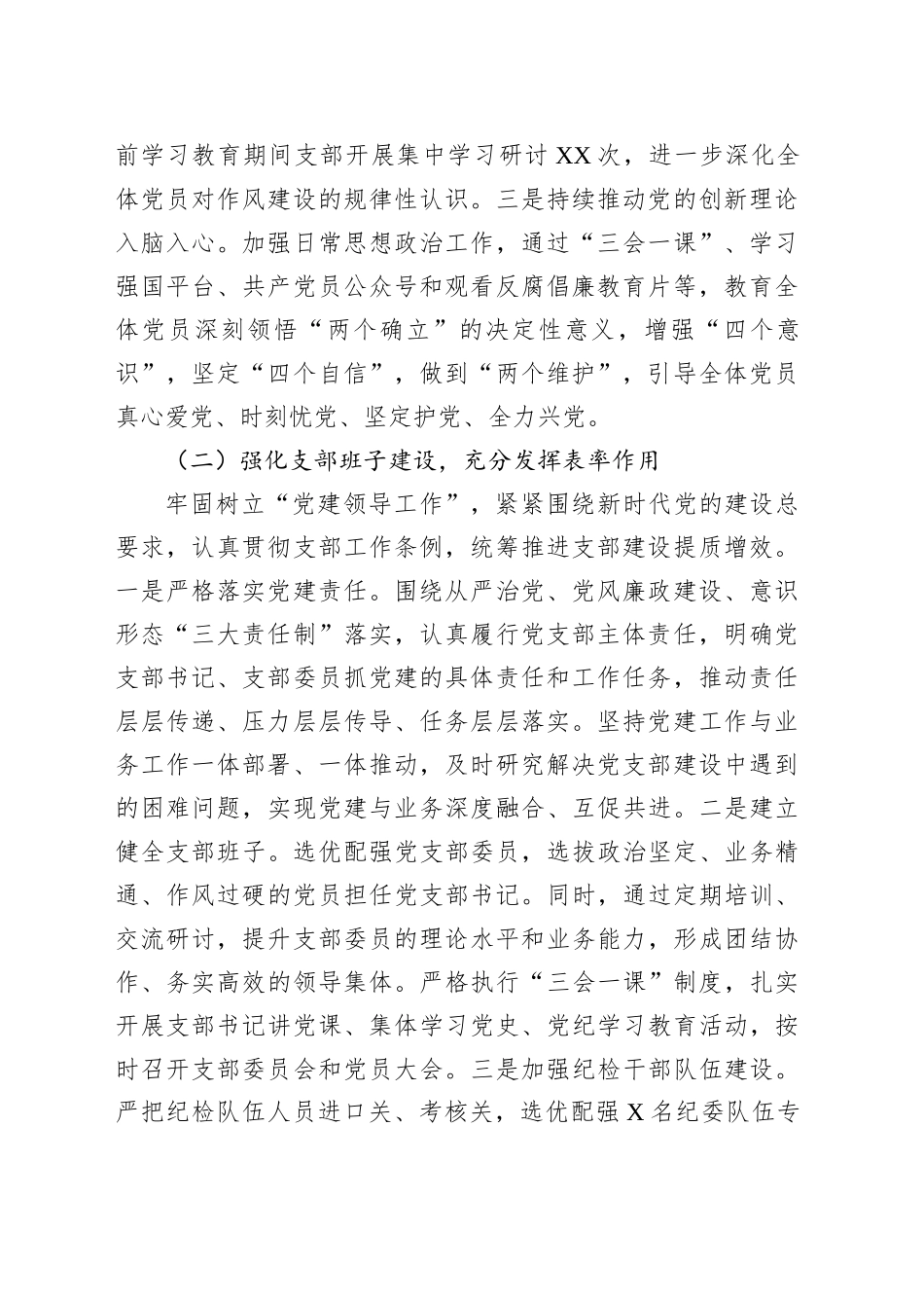 国企XX市分公司所辖党支部全面从严治党主体责任履行情况报告_第2页