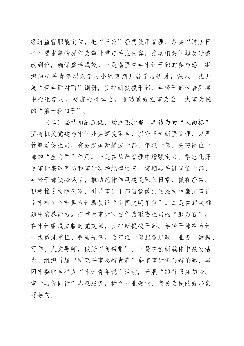 市审计局党组关于推进审计干部队伍作风建设工作情况的报告_第2页