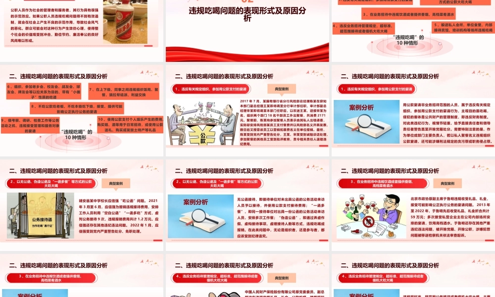 廉政党课PPT课件含讲稿：敲响警钟守底线，对违规吃喝说“不”（6800字，44张，含典型警示案例）