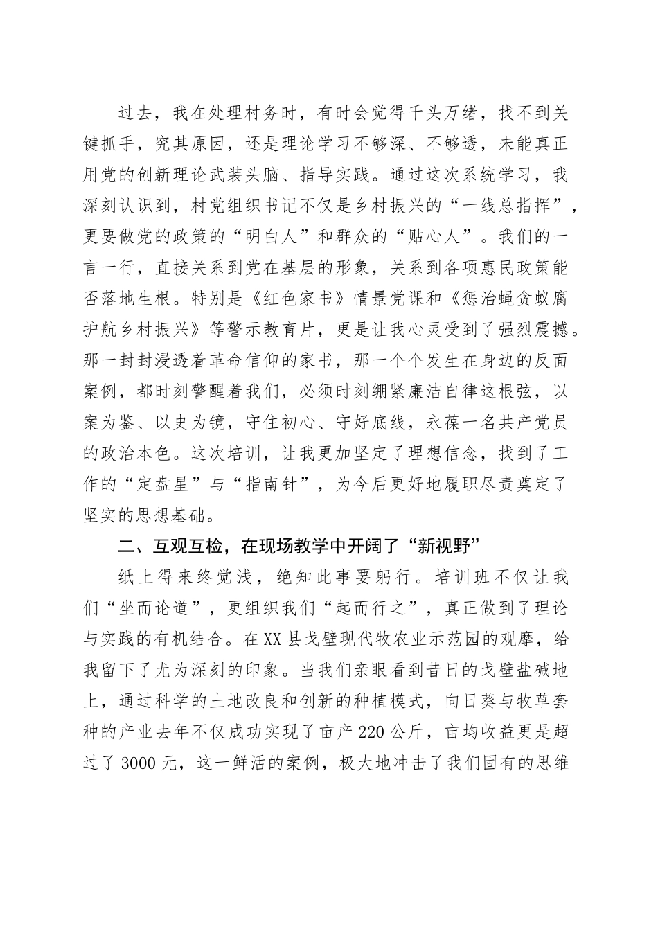 村支部书记参加2025年村党组织书记能力素质提升培训班后的心得体会发言_第2页