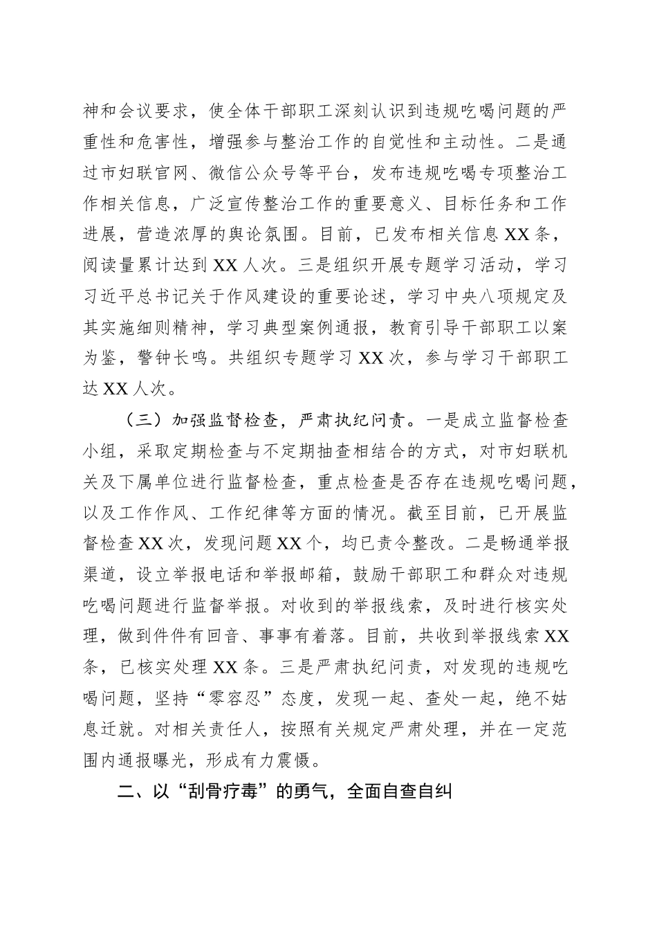 市妇联违规吃喝专项整治工作进展汇报_第2页