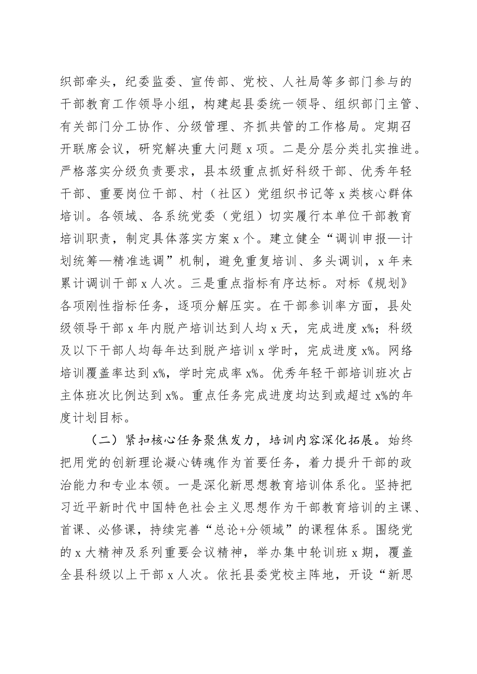 县委关于《全国、全省、全市干部教育培训规划（2023-2027年）》贯彻落实情况评估报告_第2页