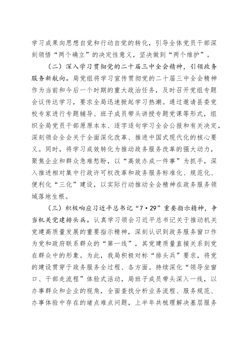 XX县政务服务管理局2025年党建半年工作总结_第2页