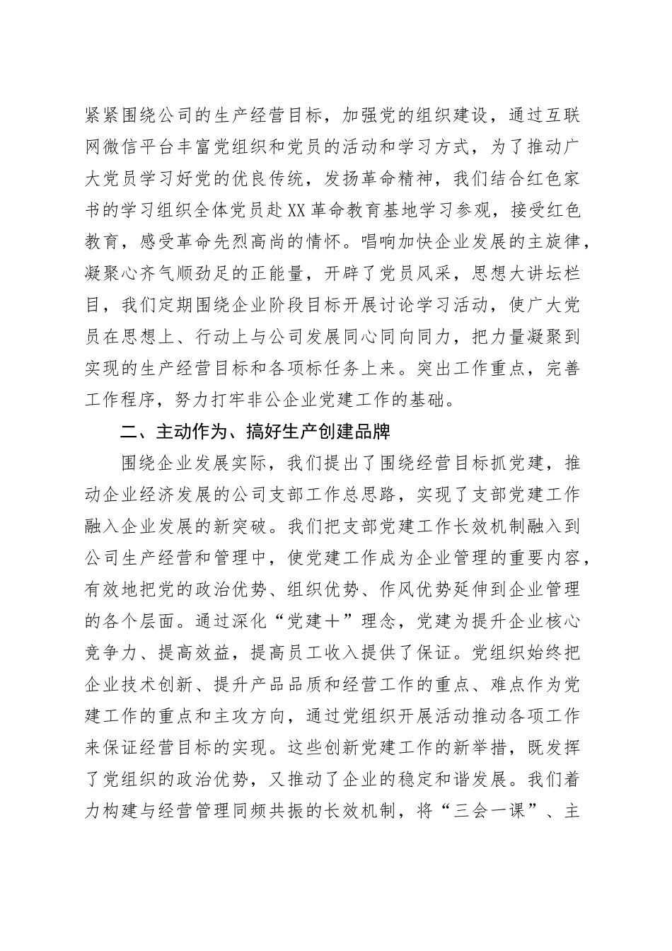 非公企业党支部书记工作汇报_第2页