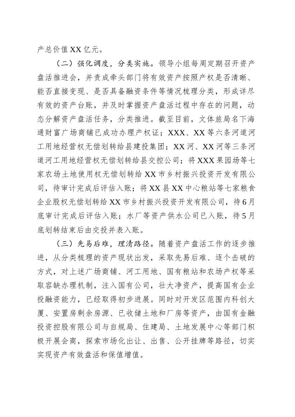 某县国有资产盘活工作开展情况和下步打算汇报_第2页