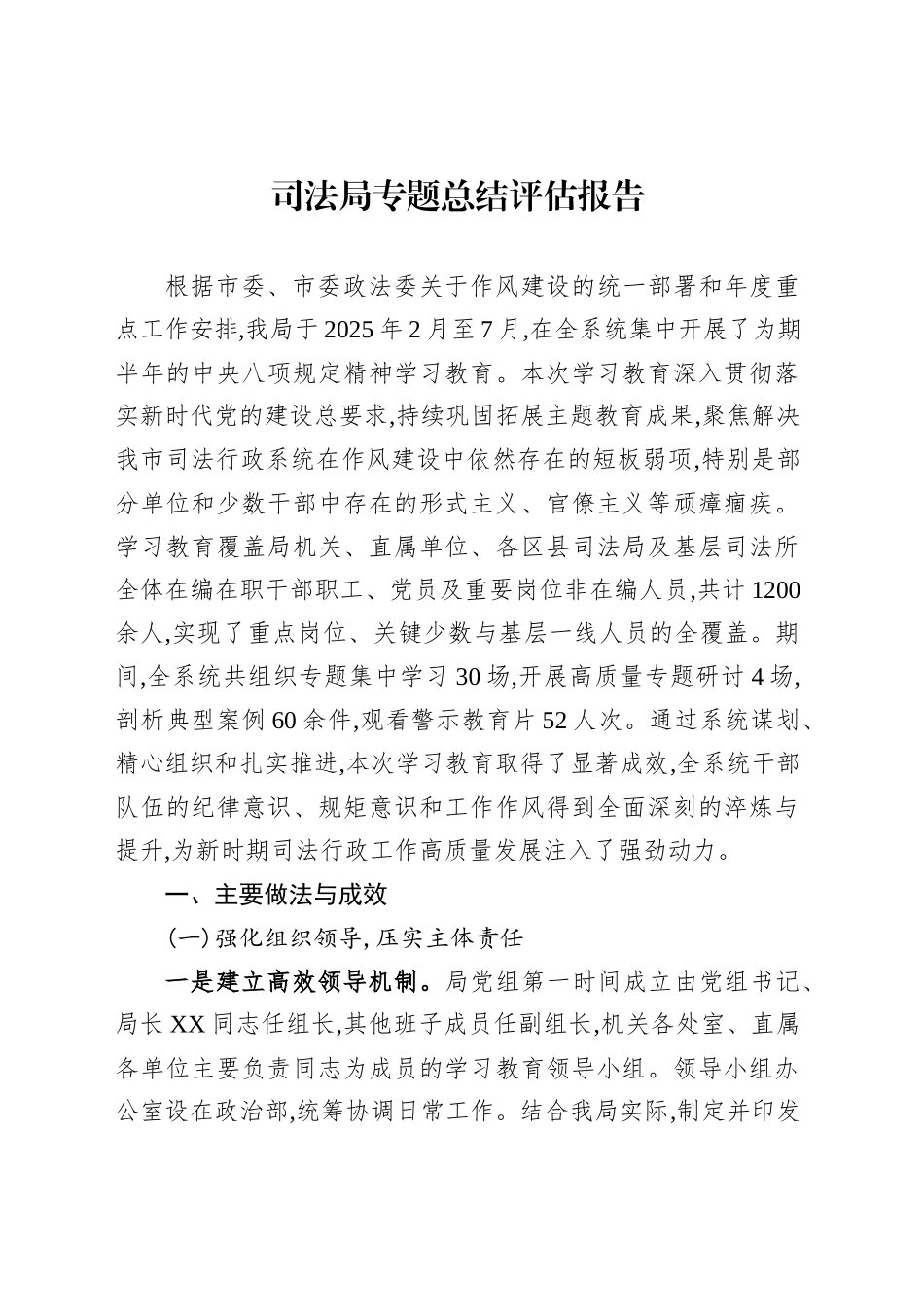 司法局专题总结评估报告_第1页