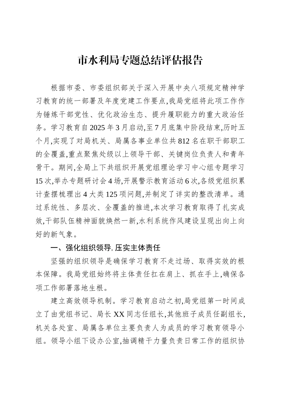 市水利局专题总结评估报告_第1页
