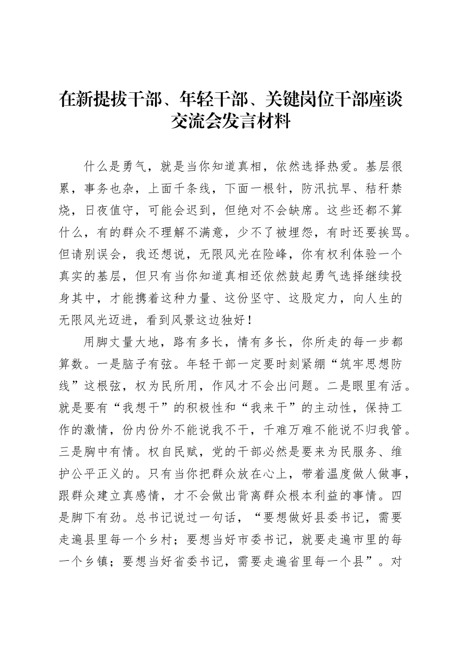 在新提拔干部、年轻干部、关键岗位干部座谈交流会发言材料汇编（2篇）_第2页