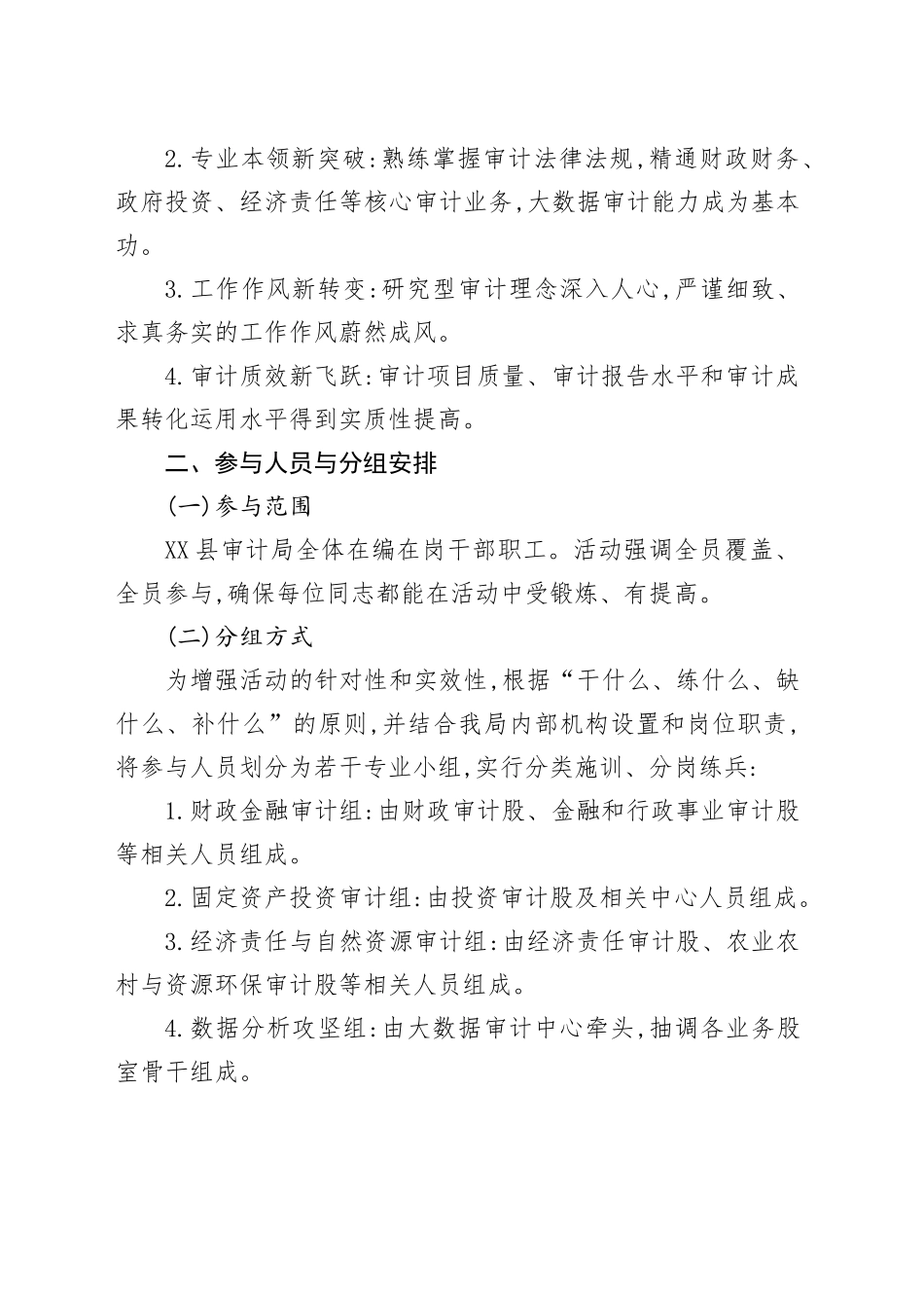 XX县审计局关于开展“大学习、大练兵、大比武”活动的工作实施方案_第2页