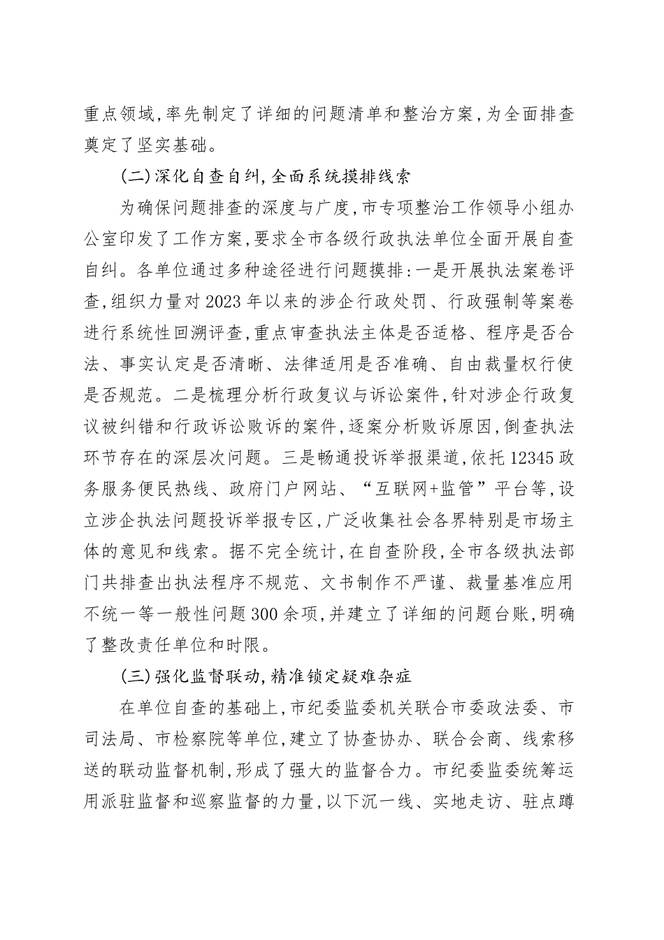 XX市人民政府办公厅关于规范涉企行政执法专项行动工作情况的报告_第2页