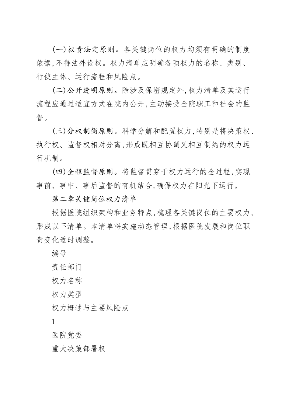 XX市XX区人民医院关键岗位权力清单管理制度_第2页