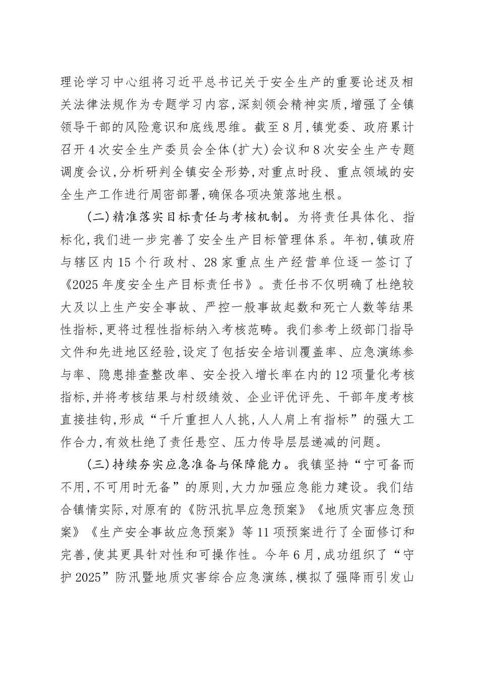 XX镇2025年1-8月安全生产工作总结报告_第2页