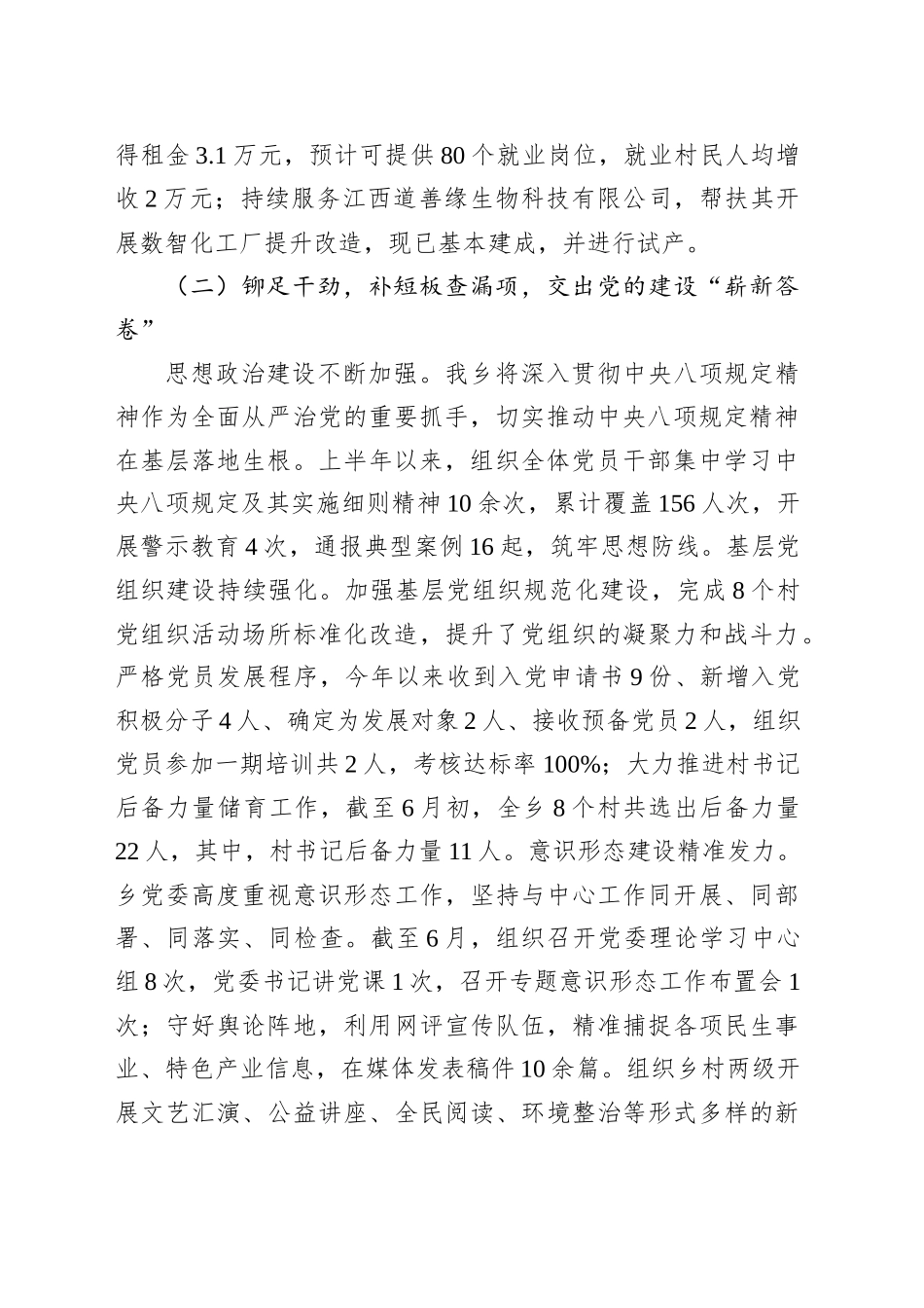 XX乡2025年上半年工作总结及下半年工作计划_第2页