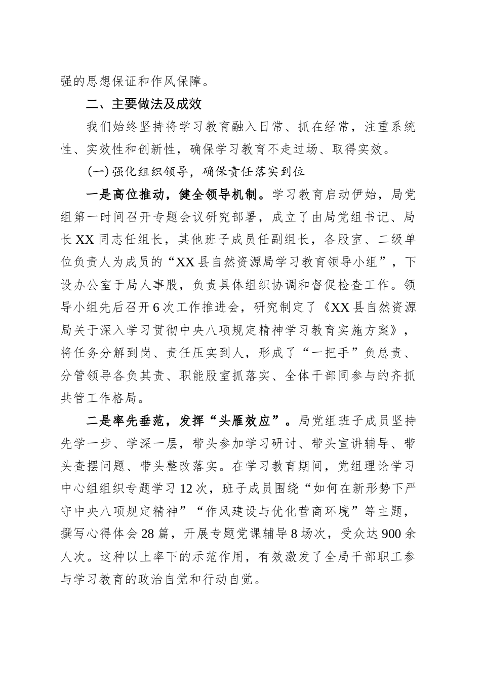 XX县自然资源局专题自查评估报告_第2页