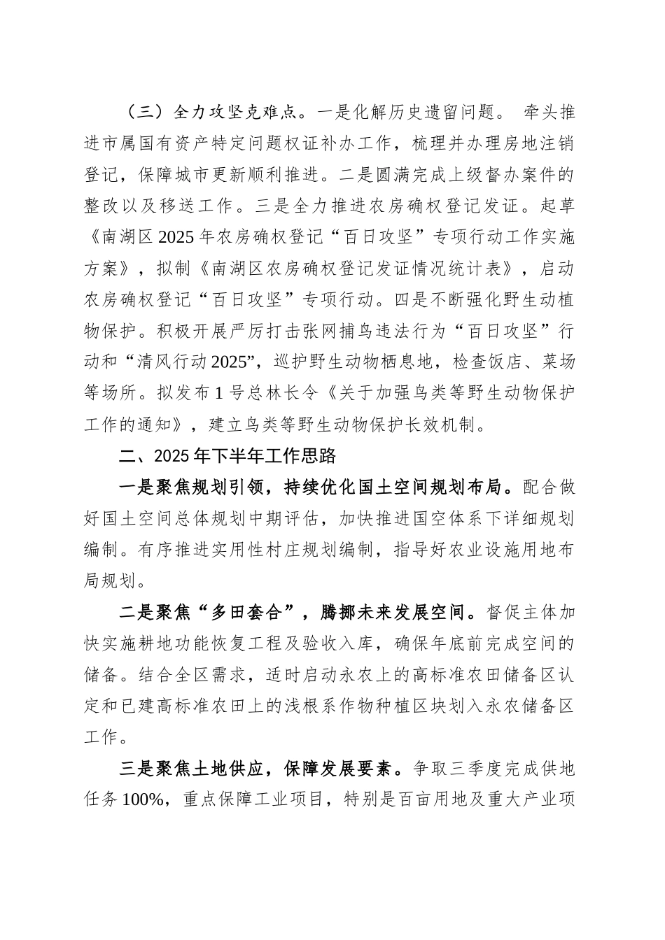 区自然资源规划分局2025年上半年总结和下半年工作思路_第2页