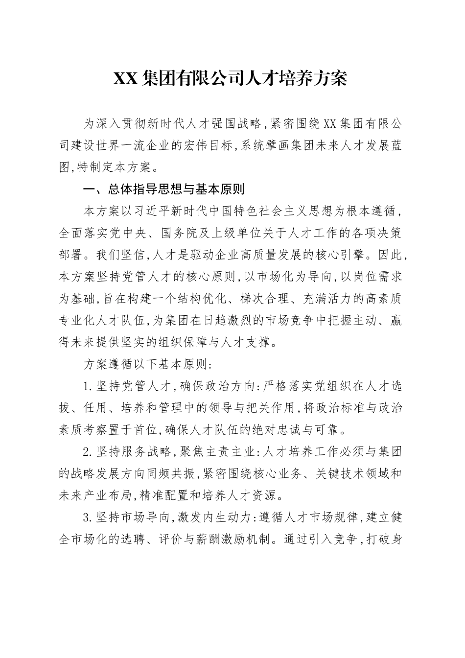XX集团有限公司人才培养方案_第1页