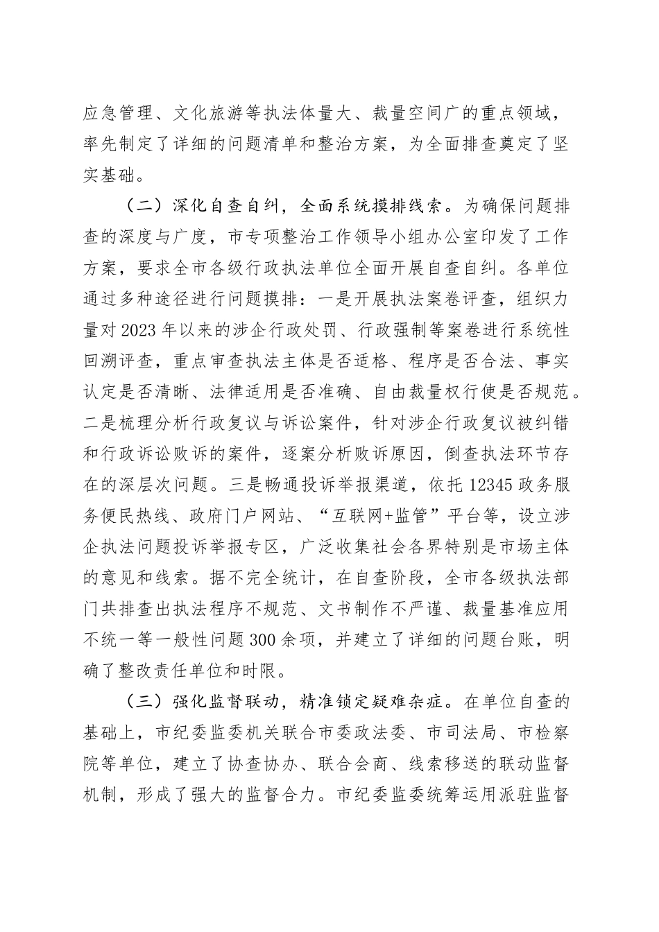 市关于规范涉企行政执法专项行动工作情况的报告_第2页