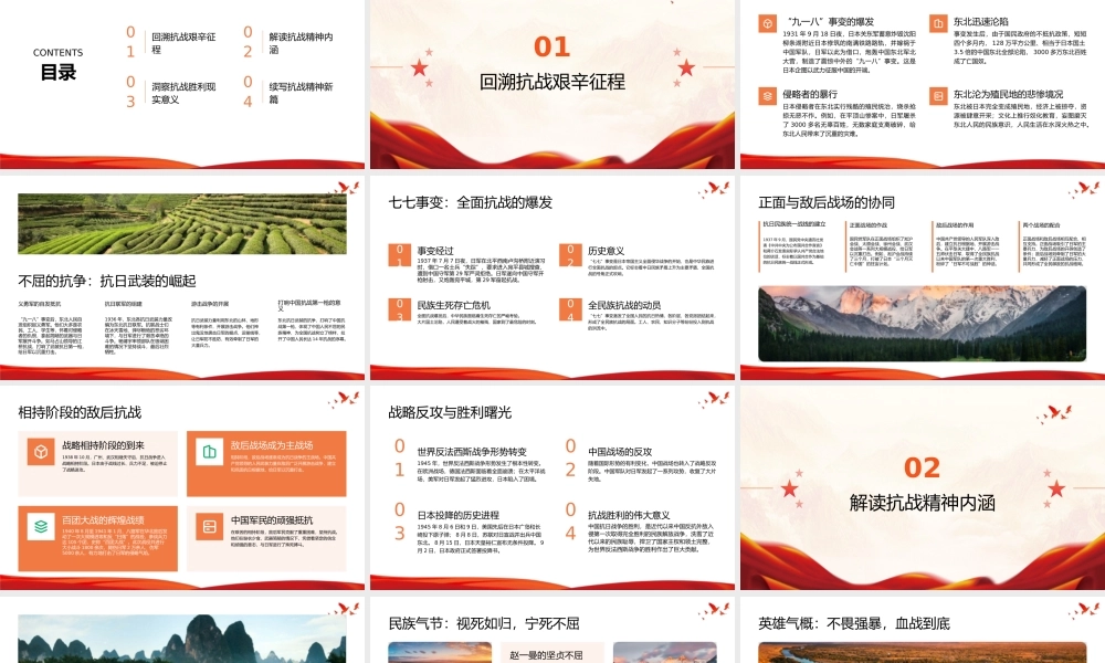 党课PPT课件含讲稿：弘扬抗战精神，奋进复兴征程