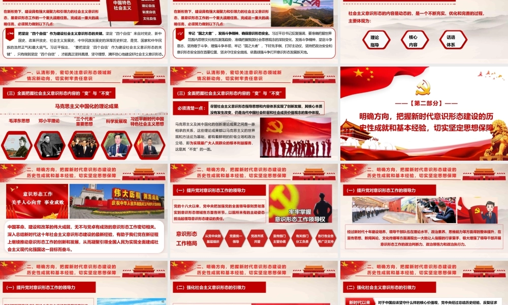 党课PPT课件含讲稿：认清形势，压实责任，推动意识形态工作落到实处（5800字，37张）
