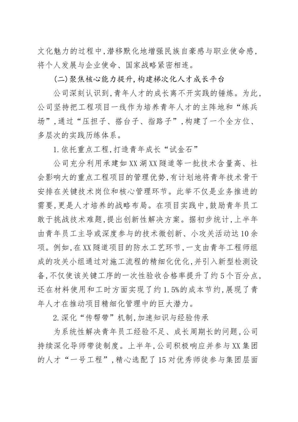 XX公司2025年上半年青年人才队伍建设工作总结报告_第2页
