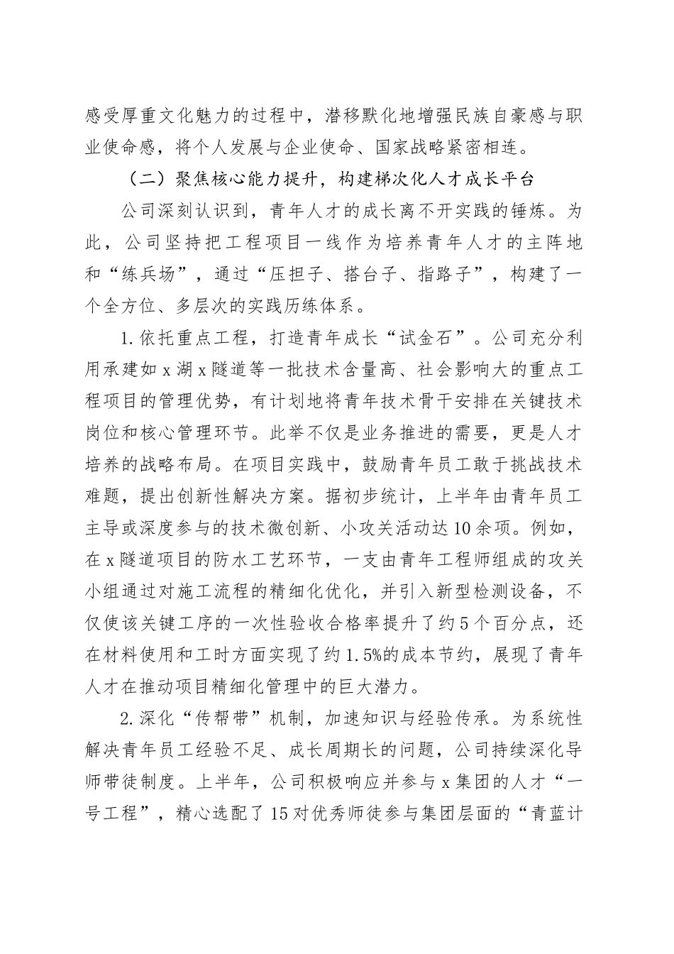 公司2025年上半年青年人才队伍建设工作总结报告_第2页